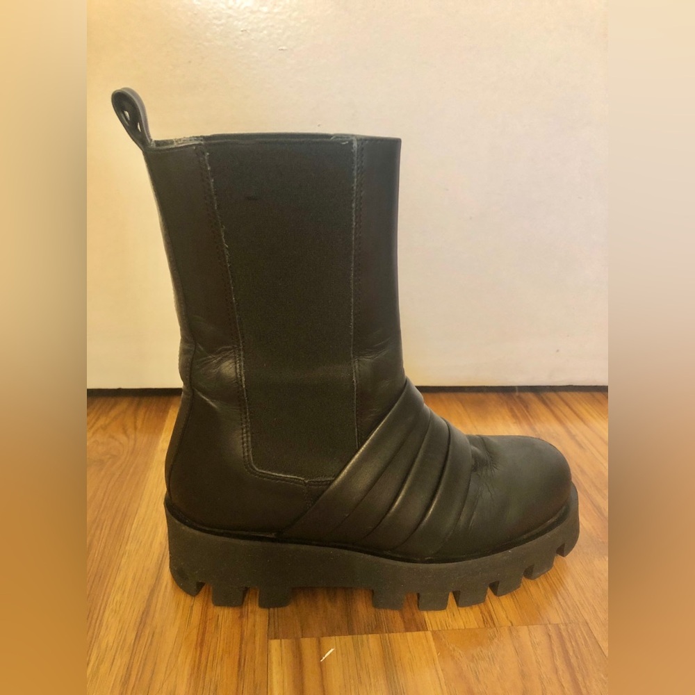Paloma Barcelo Black Leather Chunky Chelsea Boots size 39 or 8.5 Spain Moto - Picture 8 of 13